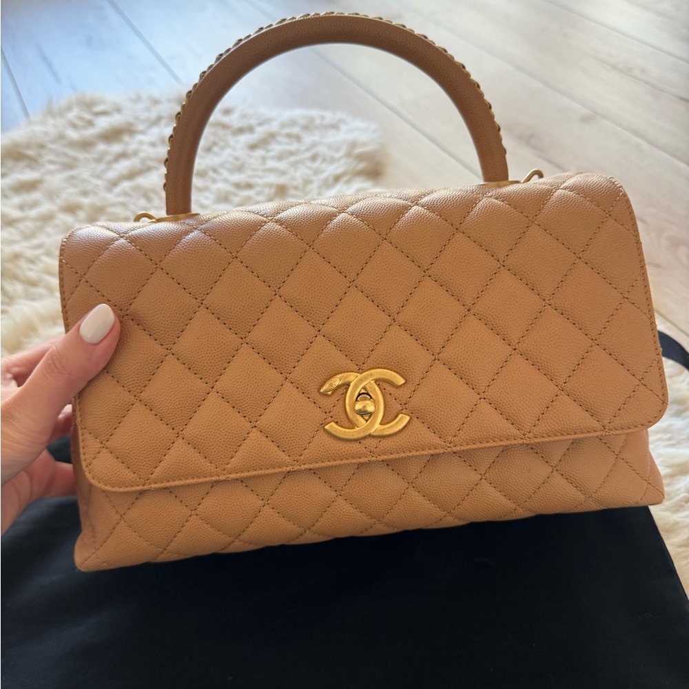 Chanel Classic Coco Handle Beige Cream Nude Medium